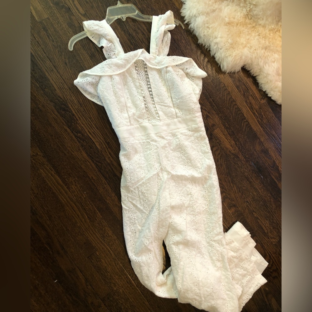 Gianni Bini White Ruffle Jumpsuit